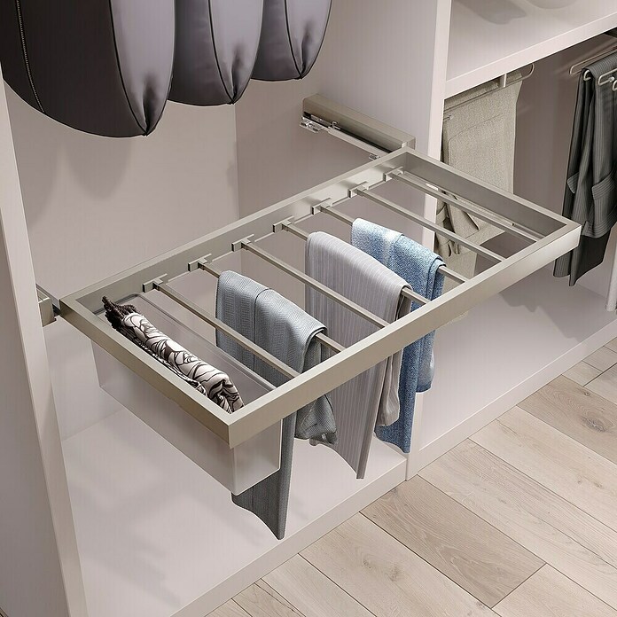 Emuca Soporte para pantalones Hack con 2 gavetas (Ajuste de la anchura: 860 mm - 894 mm, Gris) | BAUHAUS