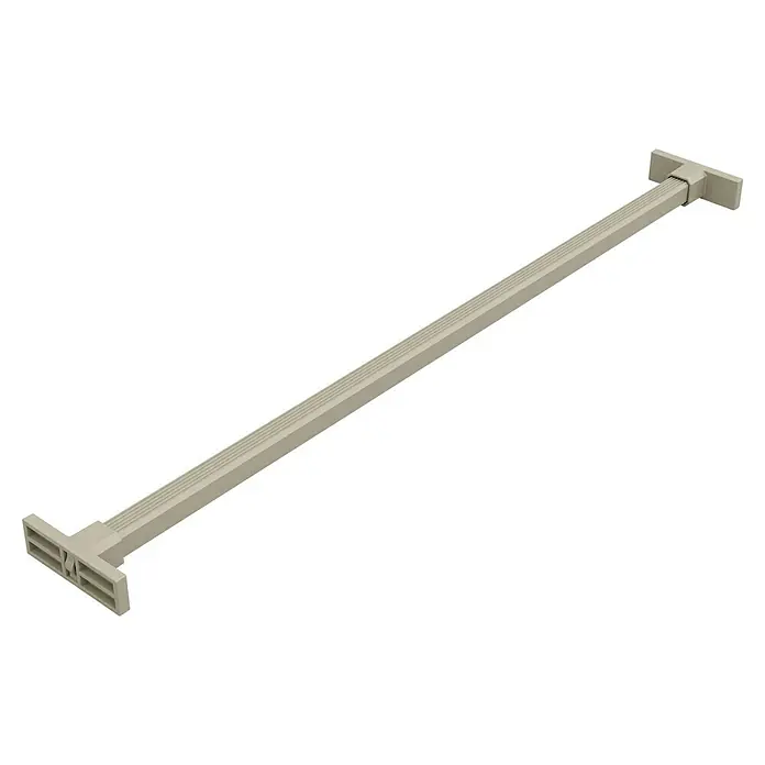 Emuca Hosenhalter Hack - Breitenverstellung: 560 mm - 594 mm, Steingrau - Verstellbare Spannstange in heller Farbe, die sich für verschiedene Breiten anpassen lässt, ideal für Gardinen oder als Raumteiler.