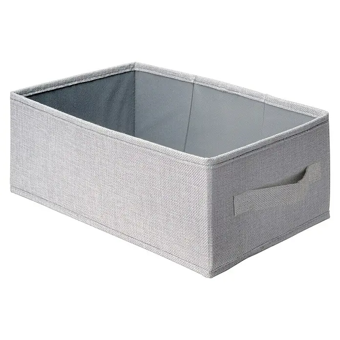 Emuca Schrank-Organisator Hack - L x B x H: 3,2 x 79,4 x 43,4 cm, Traglast: 20 kg, Schwarz - Grauer Stoff-Aufbewahrungskorb mit verstärkten Kanten und einem praktischen Griff. Ideal für die Organisation von Kleidung oder anderen Gegenständen.