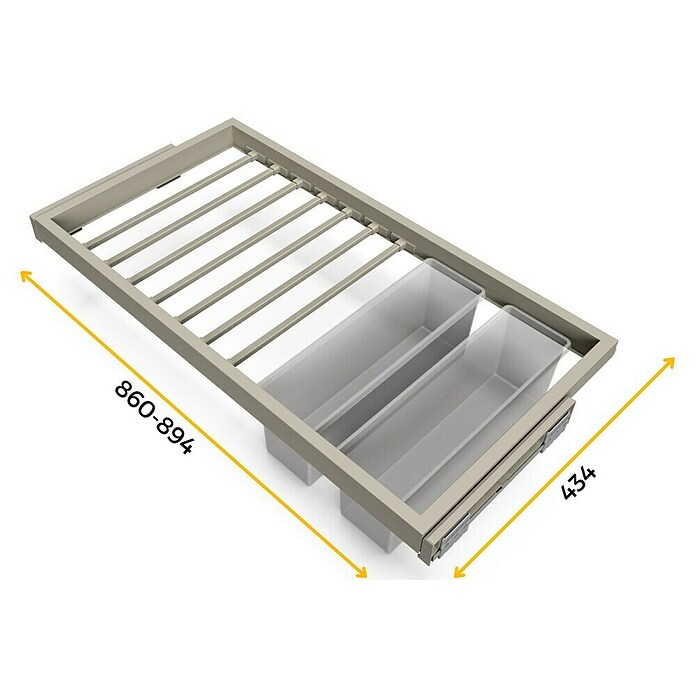 Emuca Soporte para pantalones Hack con 2 gavetas (Ajuste de la anchura: 860 mm - 894 mm, Gris) | BAUHAUS