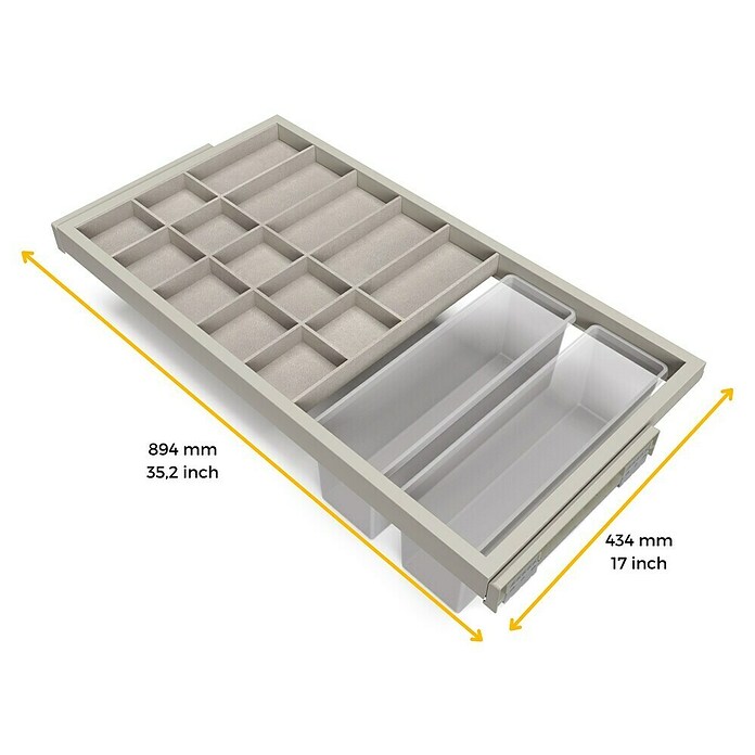 Emuca Organizador de armario Hack con gavetas (Ajuste de la anchura: 860 mm - 894 mm, Gris, Número de compartimentos: 17 ud.) | BAUHAUS