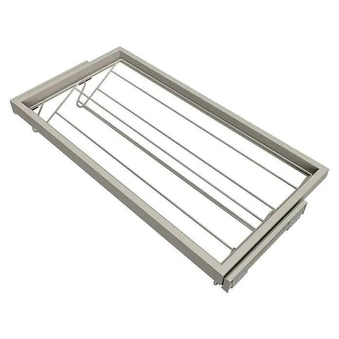 Emuca Schuhauszug - Breitenverstellung: 860 mm - 894 mm, Steingrau - Eine rechteckige, ausziehbare Hosenaufhängung, ideal für die Organisation im Kleiderschrank. Übersichtliche Aufbewahrung von Hosen.