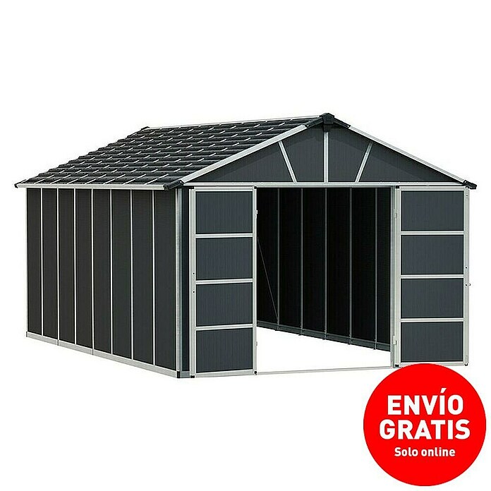 Palram – Canopia Caseta de jardín con suelo Yukon (Medidas ext. (An x Pr): 332 x 519 cm, Plástico, Antracita) | BAUHAUS