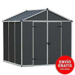 Palram – Canopia Caseta de jardín Rubicon (Medidas ext. (An x Pr): 237 x 229 cm, Plástico, Antracita)