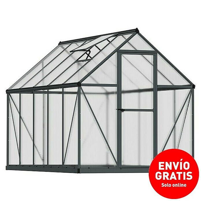 Palram – Canopia Invernadero Mythos (Medidas ext. (An x Pr): 185 x 306 cm, 4 mm, Gris) | BAUHAUS