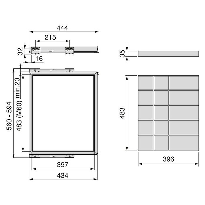 Emuca Organizador de armario Hack (Ajuste de la anchura: 560 mm - 594 mm, Negro) | BAUHAUS