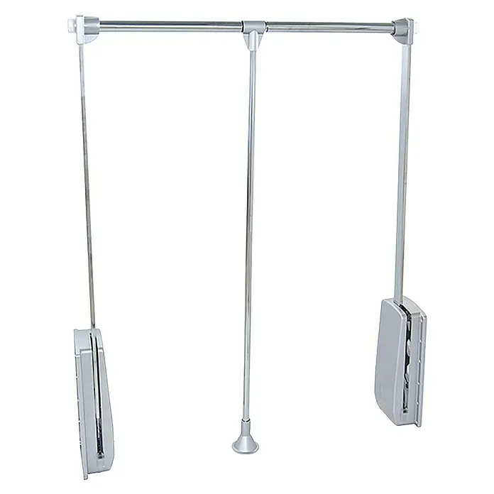 Emuca Kleiderstange Hang - Breitenverstellung: 450 mm - 600 mm, Silber - Kleiderlift ausziehbar, ideal für Kleiderschränke, um den Stauraum zu optimieren. Robustes Design für leichte Bedienung.