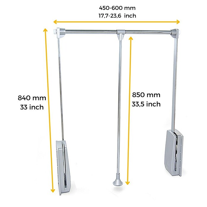 Emuca Barra para ropa Hang (Ajuste de la anchura: 450 mm - 600 mm, Cromo) | BAUHAUS