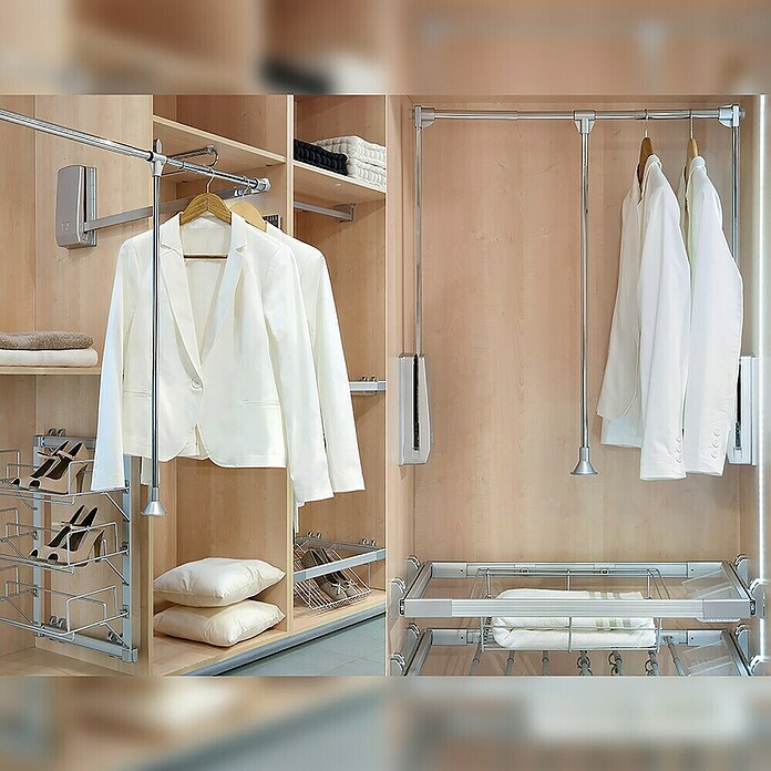 Emuca Barra para ropa Hang (Ajuste de la anchura: 830 mm - 1.150 mm, Cromo) | BAUHAUS