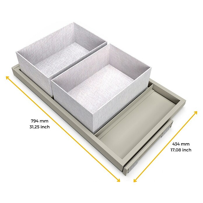Emuca Bandeja de almacenaje Hack con cestos (Ajuste de la anchura: 760 mm - 794 mm, Gris) | BAUHAUS