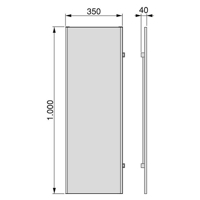 Emuca Espejo Hack (An x Al: 350 x 1.000 mm, Negro) | BAUHAUS