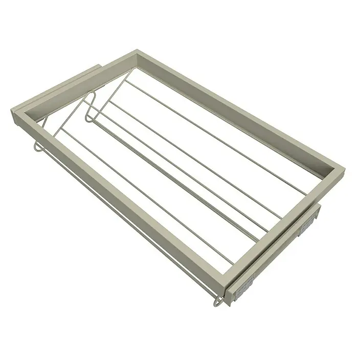 Emuca Schuhauszug - Breitenverstellung: 760 mm - 794 mm, Steingrau - Ausziehbarer Handtuchhalter aus Metall, ideal für die Badezimmerorganisation. Praktische Aufbewahrungslösung im modernen Design.