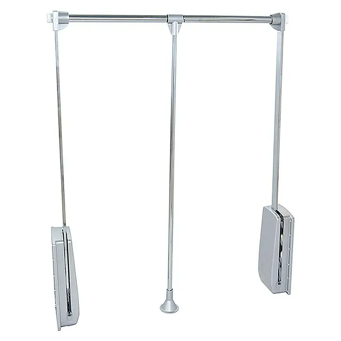 Emuca Kleiderstange Hang - Breitenverstellung: 830 mm - 1.150 mm, Silber - Kleiderlift zur einfachen Aufbewahrung von Kleidung in höheren Schränken, ideal für begehbare Kleiderschränke.