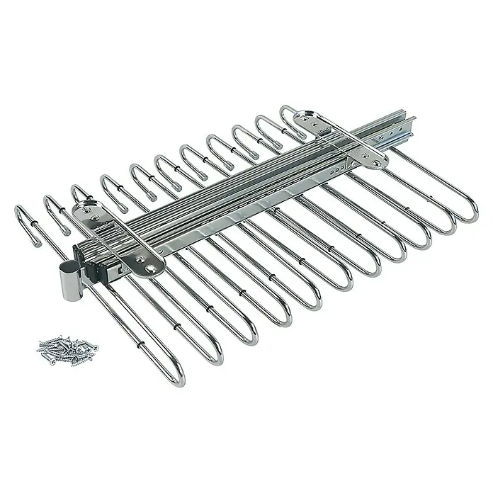 Emuca Hosenauszug - L x B x H: 345 x 470 x 85 mm, Chrome - Ausziehbarer Hosenbügelhalter aus Metall, mit Schrauben, für die Organisation von Kleidung und Hosen im Schrank.