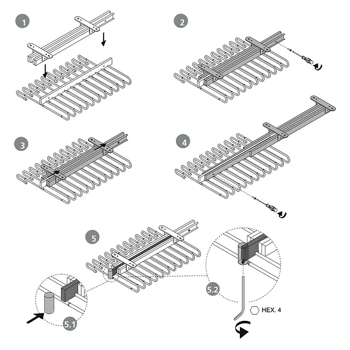 Emuca Hosenauszug - L x B x H: 345 x 470 x 85 mm, Schwarz - Montageanleitung für einen Hosenbügelhalter.