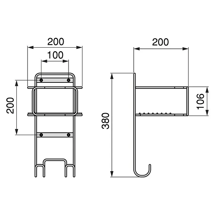 Emuca Wandendhalter für Bügeleisen und Bügelbrett - L x B x H: 200 x 200 x 380 mm, Anthrazitgrau - Abmessungen einer Badablage mit Handtuchhalter aus Metall, die eine optimale Organisation des Badezimmers ermöglicht.