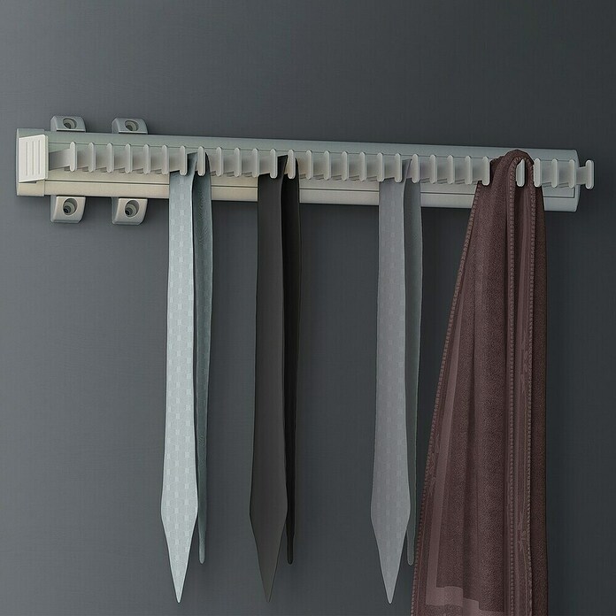 Emuca Soporte para corbatas Self (Aluminio, Extraíble, Específico para: 30 corbatas) | BAUHAUS