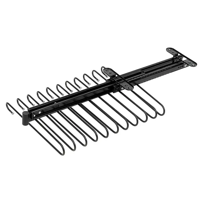 Emuca Hosenauszug - L x B x H: 345 x 470 x 85 mm, Schwarz - Ausziehbarer Hosenbügelhalter für Kleiderschränke zur ordentlichen Aufbewahrung von Hosen. Eine praktische Lösung für mehr Ordnung im Schrank.