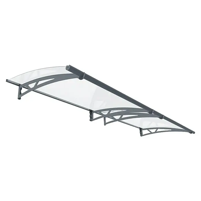 Palram – Canopia Marquesina para puerta Altair - 302 x 91 x 17,5 cm, Antracita - Un toldo moderno con marco gris y cubierta transparente que ofrece protección contra el clima y añade estilo a tu entrada.