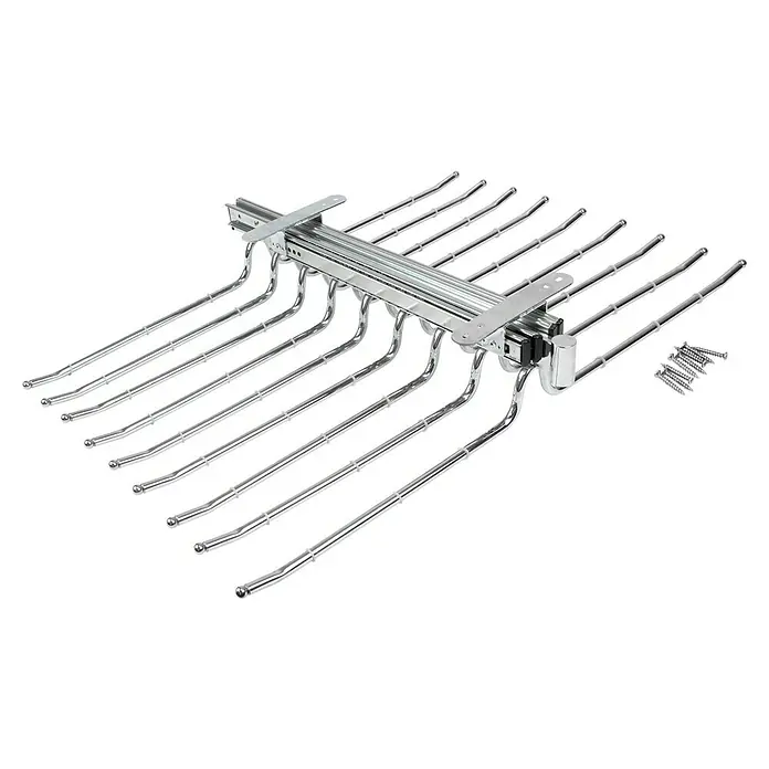 Emuca Hosenauszug Self - L x B x H: 470 x 665 x 107 mm, Silber - Ausziehbarer Hosenbügelhalter für die stilvolle und platzsparende Hosenaufbewahrung. Das Ordnungssystem sorgt für mehr Übersichtlichkeit im Kleiderschrank.
