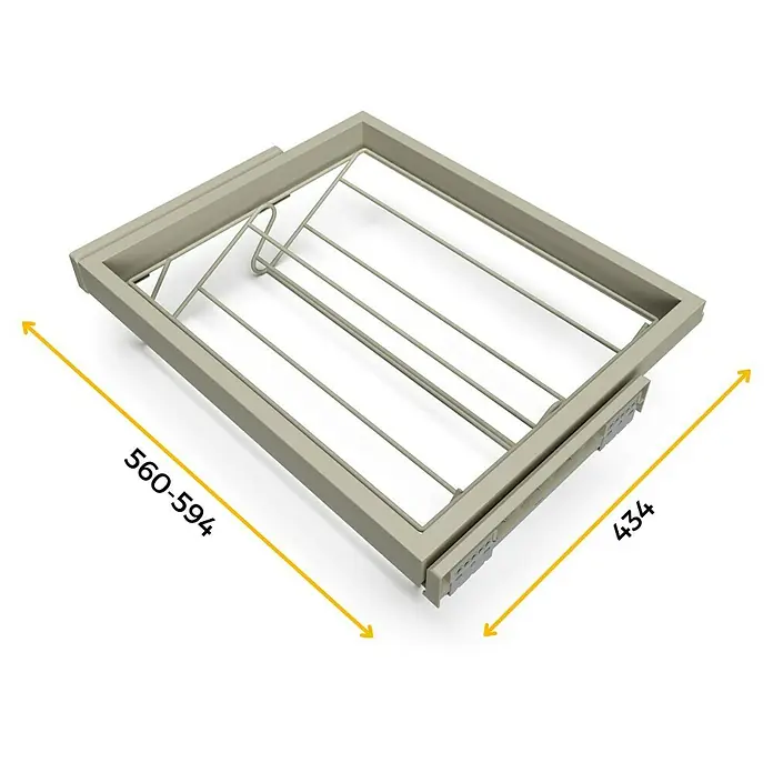 Emuca Schuhauszug - Breitenverstellung: 560 mm - 594 mm, Steingrau - Ausziehbarer Schuhschrankeinsatz für eine ordentliche Aufbewahrung Ihrer Schuhe. Das Produkt ist in der Grösse 560-594 x 434 erhältlich.