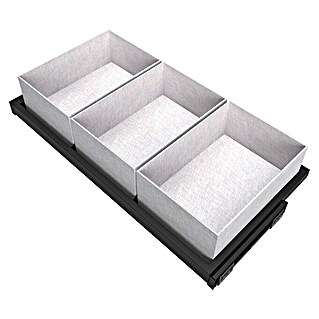 Emuca Bandeja de almacenaje Hack con cestos (Ajuste de la anchura: 860 mm - 894 mm, Negro)