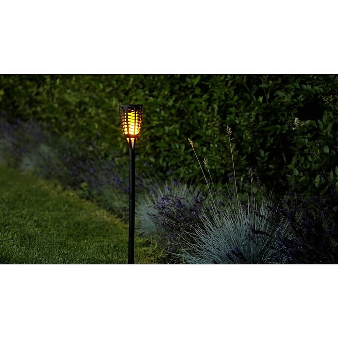 BAUHAUS Solar-Erdspieß Fackel Flame (LED, Schwarz, Höhe: 76 cm)