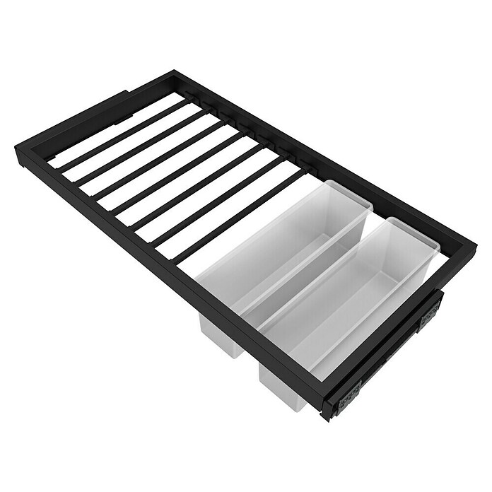 Emuca Soporte para pantalones Hack con 2 gavetas (Ajuste de la anchura: 860 mm - 894 mm, Negro) | BAUHAUS