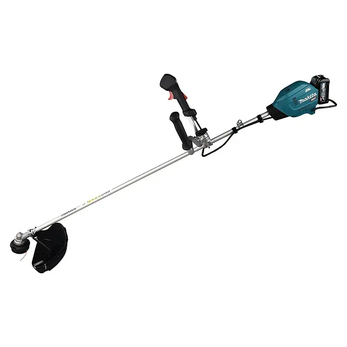 Makita XGT 40V max. Akku-Freischneider UR006GM102 - 40 V, 4 Ah, 1 Akku, Schnittbreite Faden: 43 cm, Schnittbreite Messer: 25,5 cm - Akkubetriebener Makita-Rasentrimmer mit verstellbarem Griff und robustem Trimmerkopf für präzise Rasenpflege.