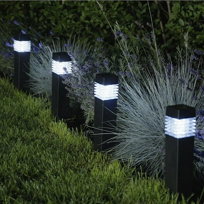 BAUHAUS Solar-Erdspieß Piazza (LED, 4 Stk., Anthrazit, Höhe: 39 cm)