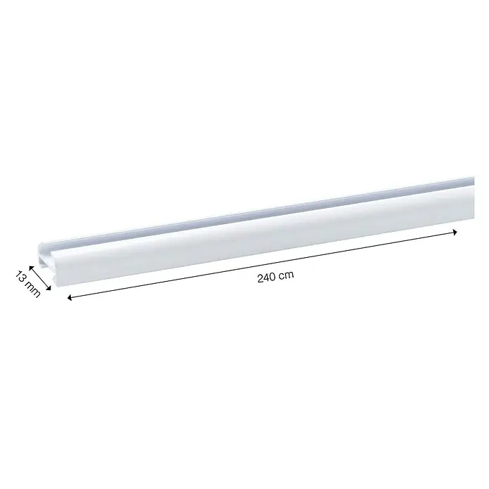 Expo Ambiente Gardinenprofil - Weiß, 240 cm - Abgebildete weiße LED-Leiste mit den Maßen 13 mm x 240 cm, ideal für die Beleuchtung verschiedener Bereiche im Haus.