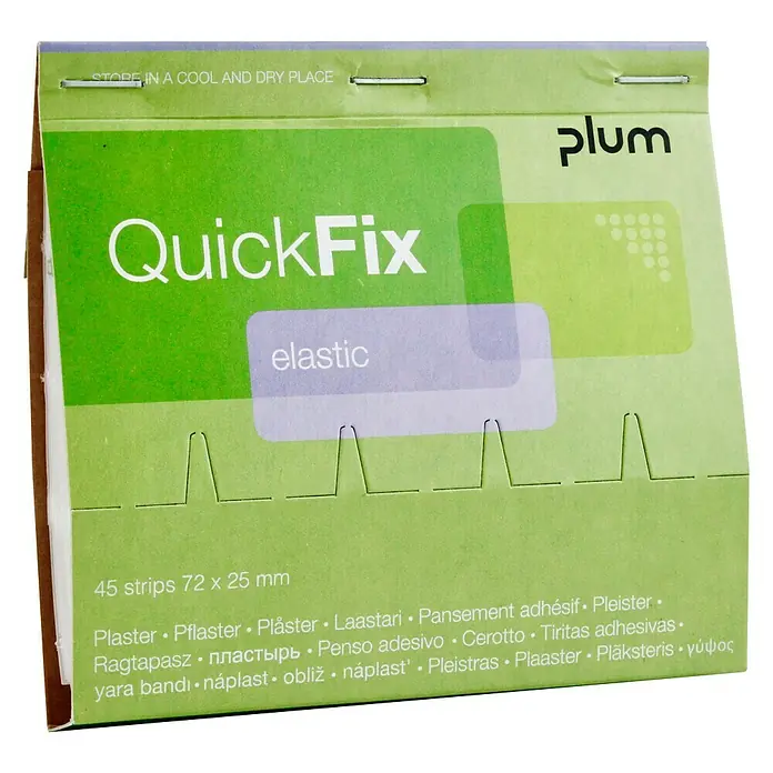 Leina-Werke Pflaster-Set QuickFix - 45 Stk., Elastisch - QuickFix Pflasterbox mit 45 elastischen Pflasterstreifen in der Größe 72 x 25 mm zur schnellen Wundversorgung.