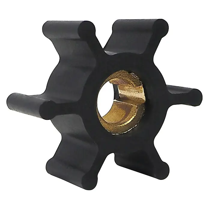 Albin Pump Impeller PN 06-01-007 - Ø x L: 51 x 22 mm, Wellendurchmesser: 12,7 mm - Schwarzes Flügelzellenrad aus Gummi mit Messingbuchse. Ein wichtiges Ersatzteil für Pumpen, um die Förderleistung aufrechtzuerhalten.