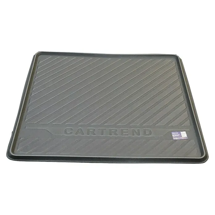 Cartrend Kofferraummatte - 90 x 85 cm - Schwarze CarTrend Kofferraumwanne mit gerippter Oberfläche und erhabenem Logo, idealer Schutz für Ihr Fahrzeug vor Schmutz und Nässe.