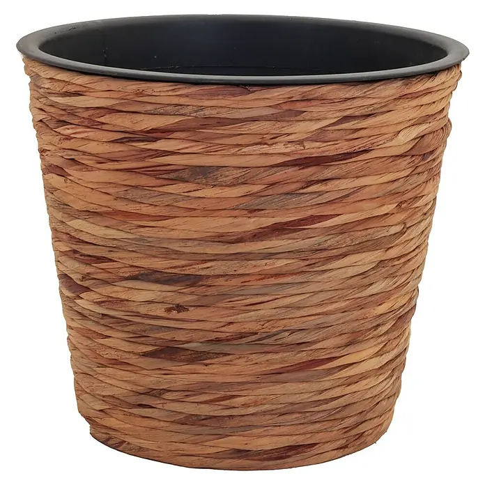 A.H.G. Übertopf rund - Außenmaß (Ø x H): 21 x 19 cm, Natur - Dieser Pflanztopf hat eine schöne Ummantelung aus Naturfasern und einen schwarzen Innentopf. Er ist ideal für Zimmerpflanzen.