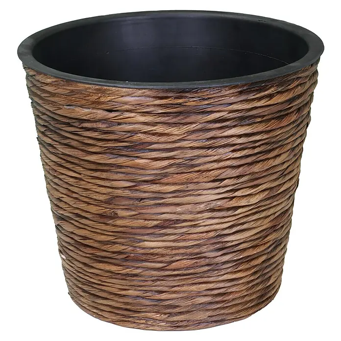 A.H.G. Übertopf rund - Außenmaß (Ø x H): 21 x 19 cm, Waschbraun - Ein dekorativer Pflanztopf mit geflochtener Optik, ideal für Zimmerpflanzen und zur Verschönerung des Wohnraums.