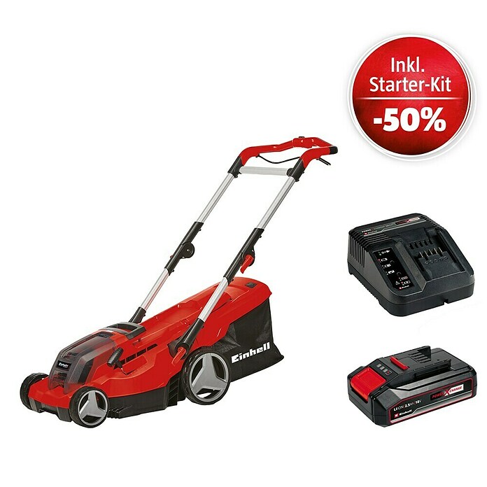 Einhell Power X-Change 18V Maschinenpaket (Akku-Rasenmäher GE-CM 36/37 Li-Solo + Starter-Kit (-50%)) | BAUHAUS