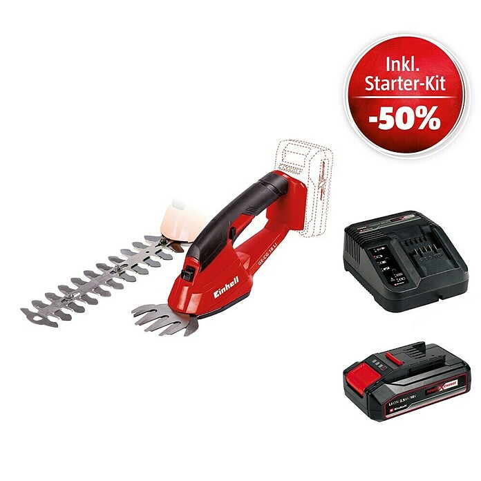 Einhell Power X-Change 18V Maschinenpaket (Akku-Gras- + Strauchschere GE-CG 18 Li-Solo + Starter-Kit (-50%)) | BAUHAUS