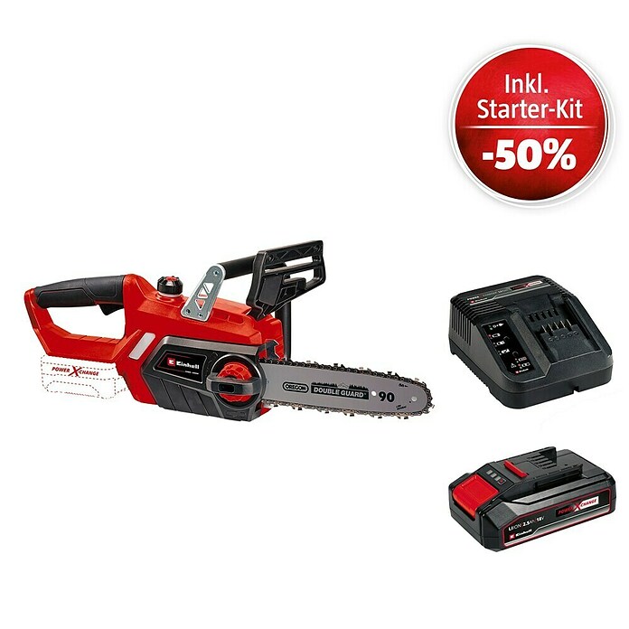 Einhell Power X-Change 18V Maschinenpaket (Akku-Kettensäge GE-LC 18/25 Li-Solo + Starter-Kit (-50%)) | BAUHAUS