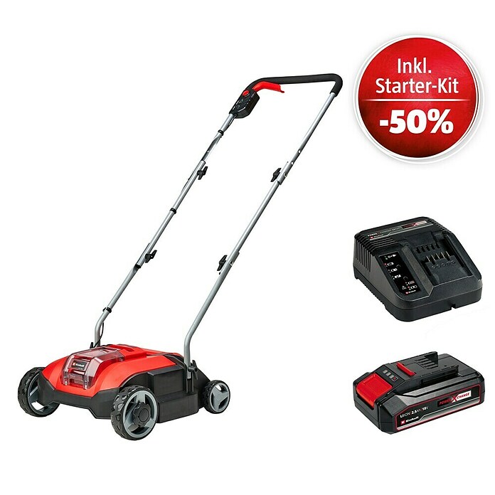 Einhell Power X-Change 18V Maschinenpaket (Akku-Vertikutierer GC-SC 18/28 + Starter-Kit (-50%)) | BAUHAUS