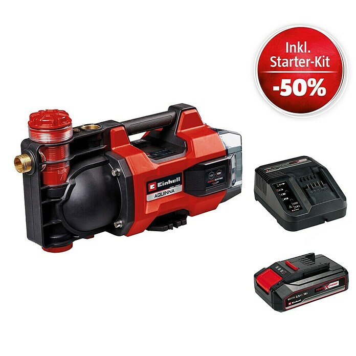 Einhell Power X-Change 18V Maschinenpaket (Gartenpumpe AQUINNA 18/30 F LED + Starter-Kit (-50%)) | BAUHAUS