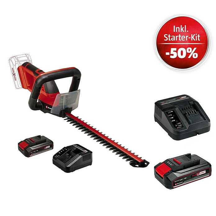 Einhell Power X-Change 18V Maschinenpaket (Akku-Heckenschere GC-CHT 18/45 + Starter-Kit (-50%)) | BAUHAUS