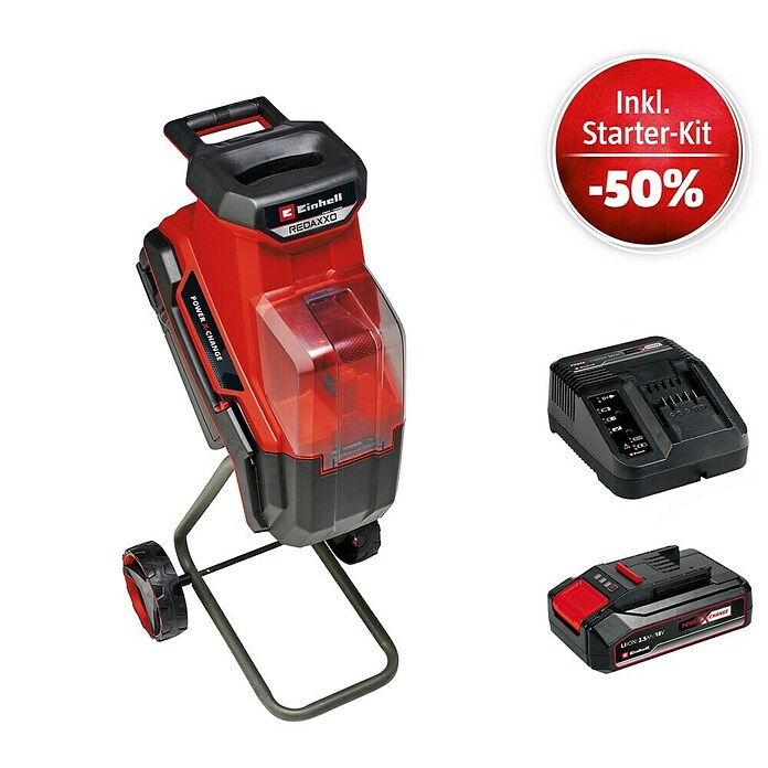 Einhell Power X-Change 18V Maschinenpaket (Akku-Häcksler Redaxxo 36/25 + Starter-Kit (-50%)) | BAUHAUS