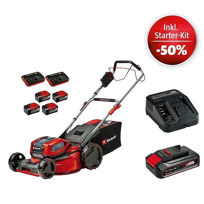 Einhell Power X-Change 18V Maschinenpaket (Akku-Rasenmäher GP-CM 36/52 S Li BL + Starter-Kit (-50%)) | BAUHAUS