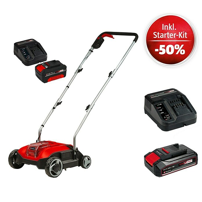 Einhell Power X-Change 18V Maschinenpaket (Akku-Vertikutierer GC-SC 18/28 Li + Starter-Kit (-50%)) | BAUHAUS