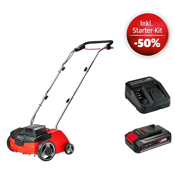 Einhell Power X-Change 18V Maschinenpaket (Akku-Vertikutierer GC-SC 36/31 Li-Solo + Starter-Kit (-50%)) | BAUHAUS