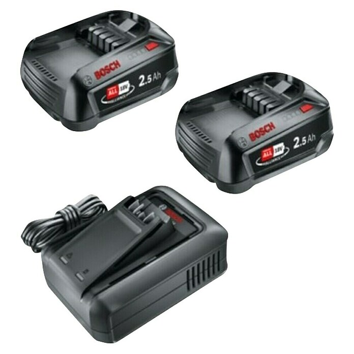 Bosch Power for All 18V Akumulator in polnilnik 18V  (2 bateriji, 2,5 Ah) | Akumulatorji in polnilniki | Dodatna oprema za stroje | Orodja in stroji | Izdelki | BAUHAUS