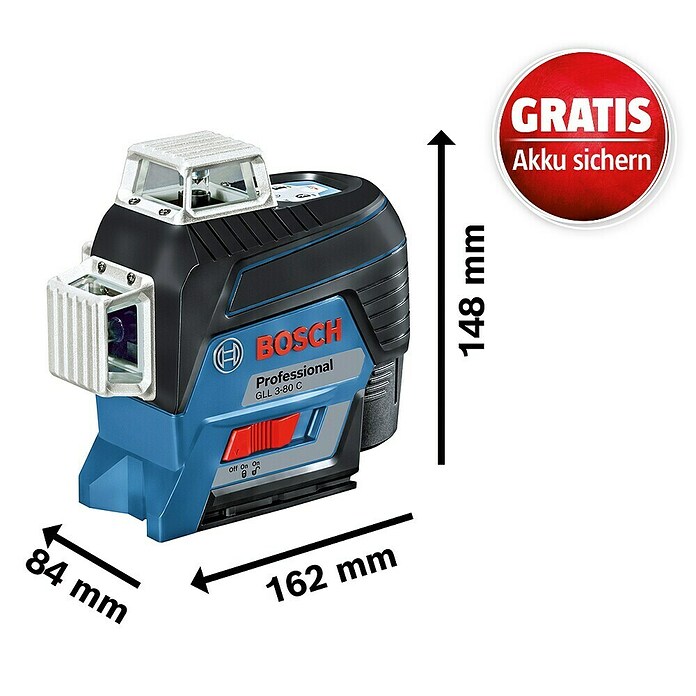 Bosch Professional Linienlaser GLL 3-80C (Max. Arbeitsbereich: 30 m, 6 -tlg.) | BAUHAUS