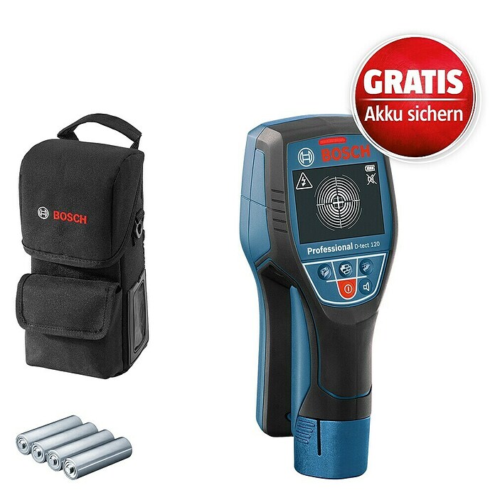 Bosch Professional Ortungsgerät D-Tect 120 (Anzahl Akkus: Ohne Akku, Erfassungstiefe: Max. 38 mm Holzunterkonstruktionen) | BAUHAUS