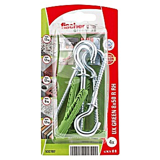 Fischer Greenline Universaldübel UX GREEN R RH (Ø x L: 8 x 50 mm, 4 Stk., Nylon)